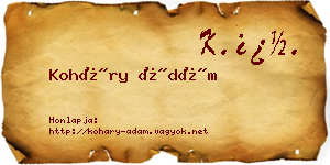 Koháry Ádám névjegykártya